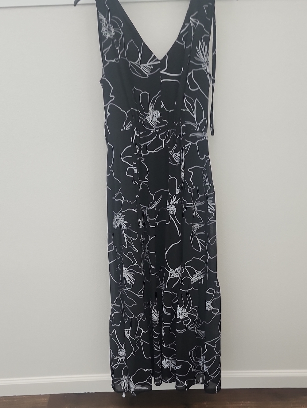 1. State Black Maxi Dress with White Floral Line Print
